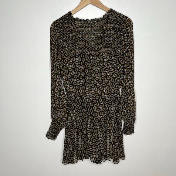 Veronica Beard Womens Sacchi Sheer Printed A Line Dress 2 Black Pleated - Picture 9 of 16